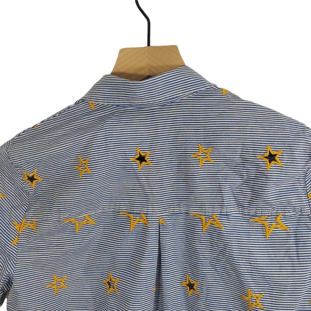 Madewell Star Embroidered Button up Striped Shirt Women's XS - Picture 7 of 8